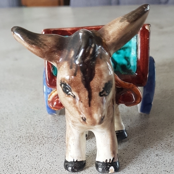Vintage Made In Italy Pottery Donkey and Cart Planter - Picture 4 of 10